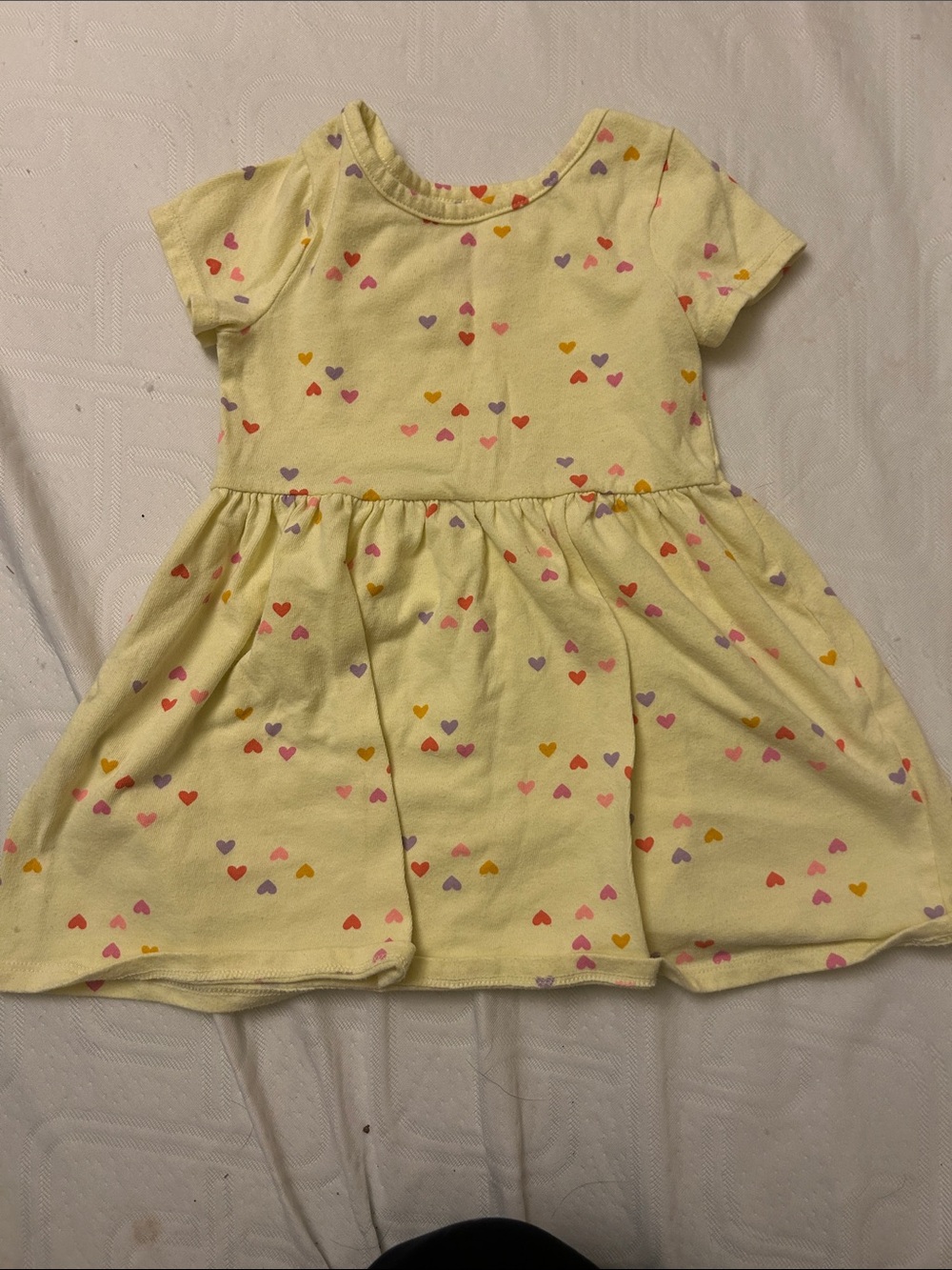 Cat & Jack Yellow Heart Scattered Short-Sleeve Dress